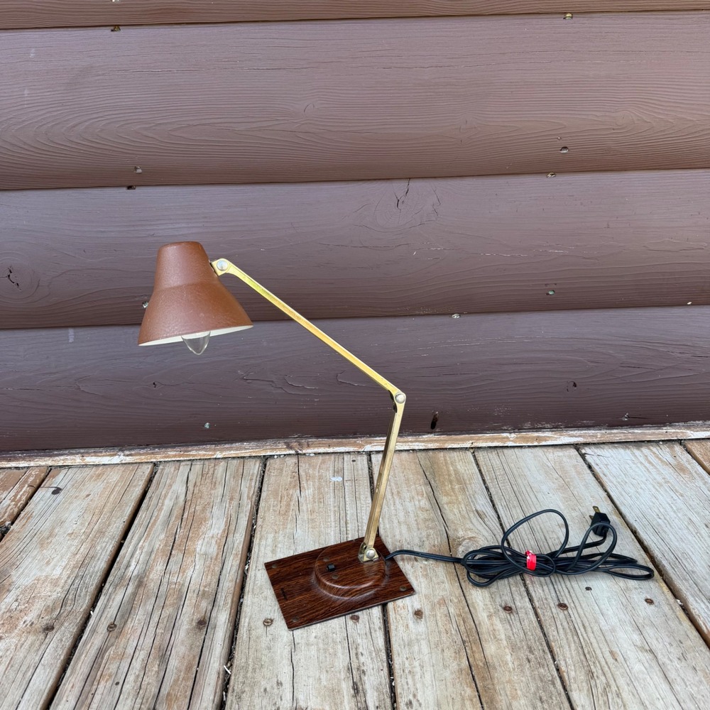 MCM Tensor Task Lamp Wood Grain Reading Light Folding Articulated‎ Vintage